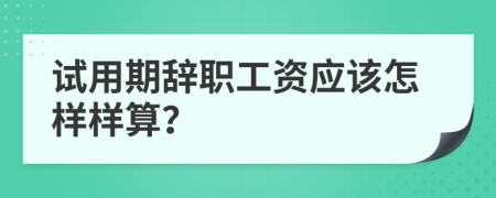 试用期辞职工资应该怎样样算？