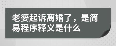 老婆起诉离婚了，是简易程序释义是什么