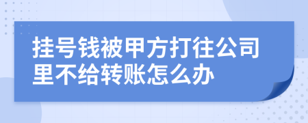 挂号钱被甲方打往公司里不给转账怎么办