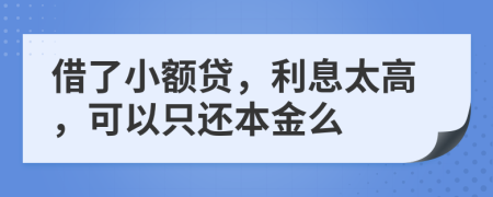 借了小额贷，利息太高，可以只还本金么