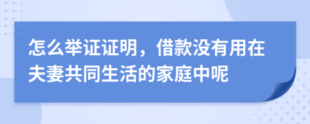 怎么举证证明，借款没有用在夫妻共同生活的家庭中呢