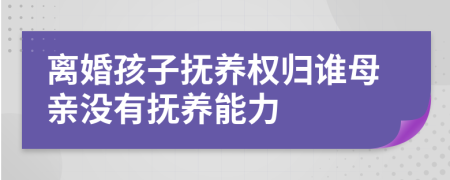离婚孩子抚养权归谁母亲没有抚养能力
