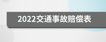 2022交通事故赔偿表