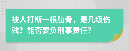 被人打断一根肋骨，是几级伤残？能否要负刑事责任？