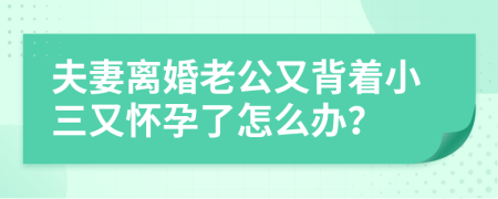 夫妻离婚老公又背着小三又怀孕了怎么办？