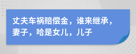 丈夫车祸赔偿金，谁来继承，妻子，哈是女儿，儿子