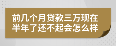 前几个月贷款三万现在半年了还不起会怎么样