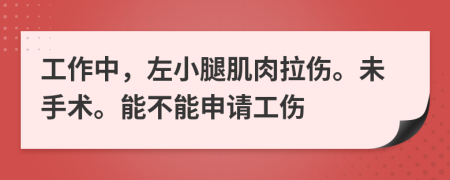 工作中，左小腿肌肉拉伤。未手术。能不能申请工伤