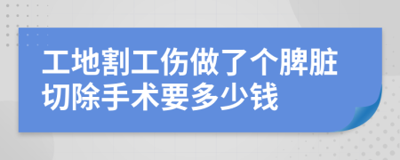 工地割工伤做了个脾脏切除手术要多少钱