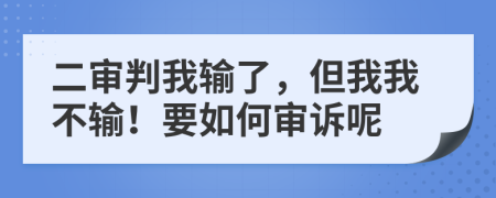 二审判我输了，但我我不输！要如何审诉呢