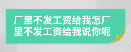 厂里不发工资给我怎厂里不发工资给我说你呢