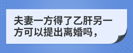 夫妻一方得了乙肝另一方可以提出离婚吗，