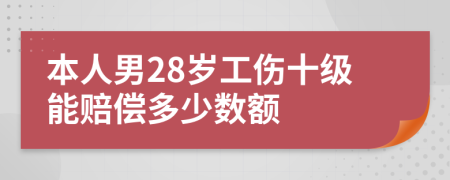 本人男28岁工伤十级能赔偿多少数额