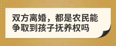 双方离婚，都是农民能争取到孩子抚养权吗