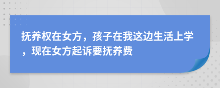 抚养权在女方，孩子在我这边生活上学，现在女方起诉要抚养费