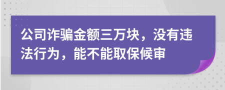 公司诈骗金额三万块，没有违法行为，能不能取保候审