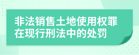 非法销售土地使用权罪在现行刑法中的处罚