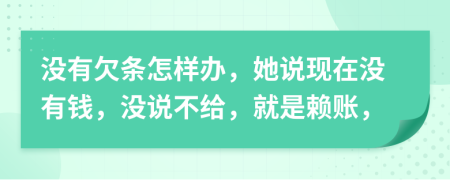 没有欠条怎样办，她说现在没有钱，没说不给，就是赖账，