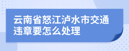 云南省怒江泸水市交通违章要怎么处理