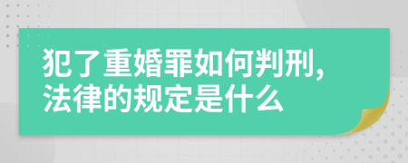 犯了重婚罪如何判刑,法律的规定是什么