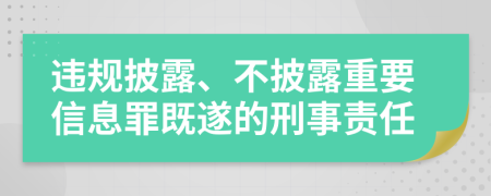 违规披露、不披露重要信息罪既遂的刑事责任