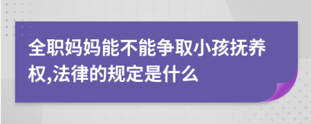 全职妈妈能不能争取小孩抚养权,法律的规定是什么