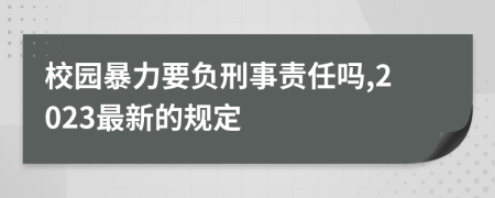 校园暴力要负刑事责任吗,2023最新的规定