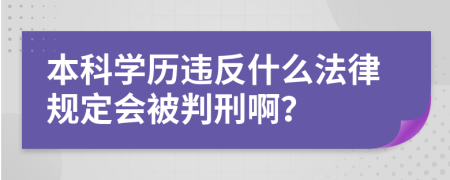 本科学历违反什么法律规定会被判刑啊？