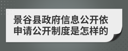 景谷县政府信息公开依申请公开制度是怎样的