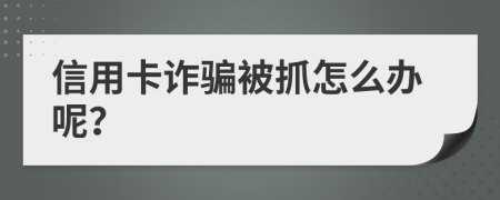 信用卡诈骗被抓怎么办呢？