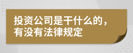 投资公司是干什么的，有没有法律规定