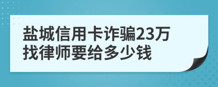 盐城信用卡诈骗23万找律师要给多少钱