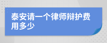 泰安请一个律师辩护费用多少