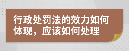 行政处罚法的效力如何体现，应该如何处理