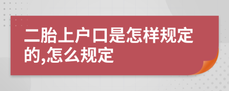 二胎上户口是怎样规定的,怎么规定