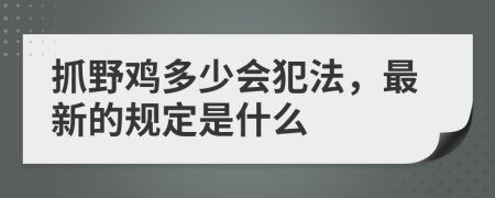抓野鸡多少会犯法，最新的规定是什么