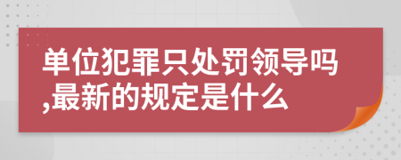 单位犯罪只处罚领导吗,最新的规定是什么