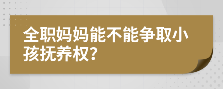 全职妈妈能不能争取小孩抚养权？