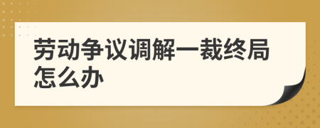 劳动争议调解一裁终局怎么办