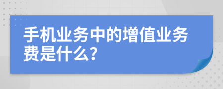 手机业务中的增值业务费是什么？