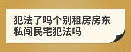 犯法了吗个别租房房东私闯民宅犯法吗