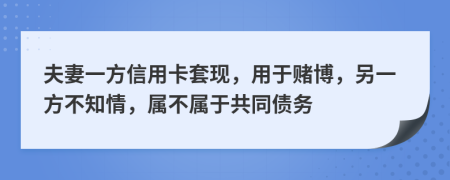 夫妻一方信用卡套现，用于赌博，另一方不知情，属不属于共同债务