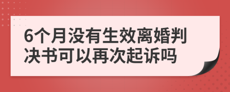 6个月没有生效离婚判决书可以再次起诉吗