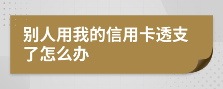 别人用我的信用卡透支了怎么办