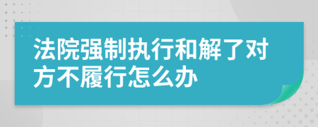 法院强制执行和解了对方不履行怎么办