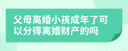 父母离婚小孩成年了可以分得离婚财产的吗