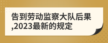 告到劳动监察大队后果,2023最新的规定