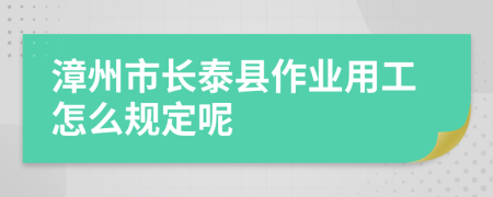 漳州市长泰县作业用工怎么规定呢