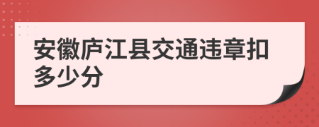 安徽庐江县交通违章扣多少分