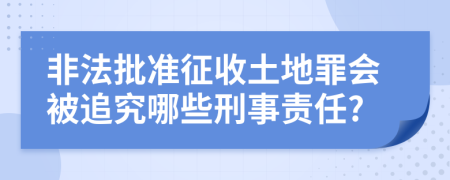 非法批准征收土地罪会被追究哪些刑事责任?